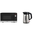 Bosch Serie 2 FFL023MS2B Freestanding microwave, 44 x 26 cm, Stainless steel & DesignLine Plus TWK4P440GB Stainless Steel Cordless Kettle, 1.7 Litres,3000 W - Stainless Steel