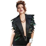 Gotisk svart fjäder cape stola axelryckning PU läder krage axel wrap vingar bolero halloween kostym (svart)