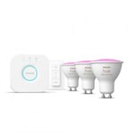 Hue White and Color Ambiance Starter Set: GU10 Spot DreierPack- 350LM +DIMM SWITCH / EEK: G - Philips
