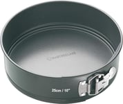 MasterClass KCMCHB44 25 cm Springform Cake Tin with Loose Base and PFOA Non Stick, Robust 1 mm Carbon Steel, 10 Inch Large Round Pan, Grey