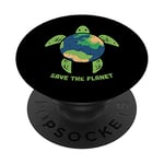 Save The Planet Earth Day Environment Ocean Turtle Eco Gift PopSockets PopGrip: Swappable Grip for Phones & Tablets