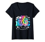 Womens Retro On Cloud Nine Tie Dye Happy 9th Birthday 9 Years Old V-Neck T-Shirt