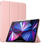 TiMOVO Case for New iPad Pro 11 inch 2021 (3rd Gen), [Support 2nd Gen APPLE Pencil Charging] Slim Lightweight Translucent Frosted Hard Back Protective Cover Shell with Auto Wake/Sleep - Rose Gold