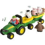 John Deere Traktor med Vagnar, grön, 1 set