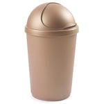 Whitefurze 50L Swing Top Bullet Bin Plastic Kitchen Household Rubbish Recycling Waste Bin Dustbin, Rose Gold