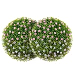 Set med 2 buxbomkulor, UV-beständiga dekorativa bollar, topiary konstgjord växt, dekorativ växt, diameter 37 cm
