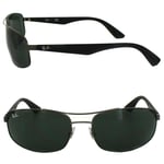 Rectangle Matt Gunmetal Grey Green Sunglasses