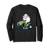 Cute Sheep Riding Lawn Mower Tractor Design Long Sleeve T-Shirt