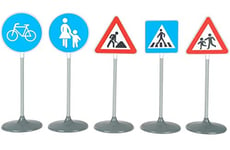 Set de panneaux de signalisation 5 pièces I Pour initier les petits cyclises à la sécurité routière I Hauteur des panneaux : env.: 70 cm I Jouet pour enfants à partir de 3 ans