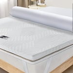 Bedstory Topper pour lit Simple 80 x 190 cm, Matelas Simple avec Infusion de Gel/Charbon de Bambou/thé Vert/loni cuivre, surmatelas Double Simple en Mousse à mémoire de Forme, 5 cm, Matelas Respirant