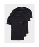 Hugo Boss Mens Cotton Underwear Logo-Print T-Shirts 3 Pack in Black - Size X-Small
