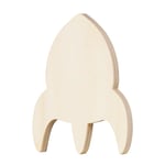 Träfigur rymdskepp – höjd 15 cm, bredd 11 cm, tjocklek 1,7 cm