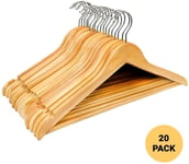Wooden Clothes Coat Hangers 20 pcs Metal Swivel Hook 44cm Anti Slip Trouser Bar