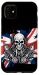 Coque pour iPhone 11 Crâne de moto patriotique britannique