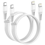 Câble iPhone USB C 2M Lot de 2[Certifié MFi], Câble USB C vers Lightning Cable iPhone Charge Rapide Nylon Câble Lightning USB C Fil Chargeur iPhone Rapide Cordon pour iPhone 14 Pro Max 13 12 Mini 11