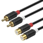 Câbles Rca - Cinch Câble Rallonge Cable Plaqué Or Série Audiowave 2 Mâle À Femelle Audio Stéréo 0.9 Meter