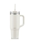 Bodum TRAVEL MUG Mug de voyage isotherme en inox avec paille et poignée, 1.2 l, Off White