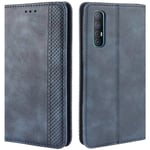 HualuBro OPPO Find X2 Neo Case, Retro PU Leather Full Body Shockproof Wallet Flip Case Cover with Card Slot Holder and Magnetic Closure for OPPO Find X2 Neo Phone Case (Blue)