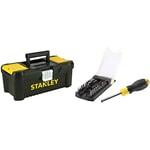 Stanley STST1-75515 Low Essential Tool Box, Black/Yellow, 12.5-Inch & STHT070885 Multibit Screwdriver Set, 22.8x 7.6x 5cm (34 Pieces)