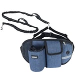 Hundträningsset, handsfree koppel, justerbar midjeväska,Blå påse rep set