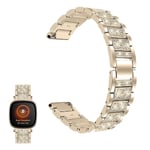 Fitbit Sense / Versa 3 elegant rhinestone decor watch band - Gold Guld