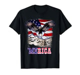 Merica 4th Of July American Flag Mount Rushmore Bald Eagle T-Shirt