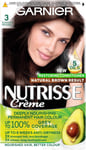 Garnier Nutrisse Permanent Hair Dye, Natural-looking, hair 3 Darkest Brown 