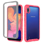 360 Full Body Protective Shockproof Rugged Hard Armour Phone Case Cover With Built in Screen Protector For Samsung Galaxy A10 (Pink with White Dot)