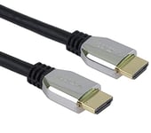 PremiumCord 8K Ultra High Speed Câble HDMI 2.1 M/M 48Gbps avec Ethernet, Compatible avec Vidéo 8K@60Hz, Deep Color, 3D, eARC, HDR, 3X Blindé, Connecteurs plaqués Or, Argent, 0,5 m