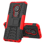 BeyondTop Case Rugged Armor for Nokia 7.2/6.2 Back Cover Shockproof with Kickstand Function Bumper Protective Phone Case for Nokia 7.2/6.2-Red