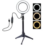 AJH 5" Mini LED Ring Light with Telescoping Tripod Stand, Portable Desk Dimmable LED Selfie Fill Light for Vlogging, YouTube Video, Makeup and Live Stream, 3 Light Modes, 10 Brightness Level