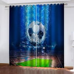 LIGAHUI Blackout Curtains Football & Blue 2x W46x L72 inch Eyelet Thermal Insulated Bedroom Curtain Ring Top Solid Kids Treatments Curtains Living Room for Nursery 2 Panels