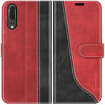 Mulbess Huawei P20 Case, Huawei P20 Phone Cover, Stylish Flip Leather Wallet Phone Case for Huawei P20, Wine Red