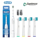 Oral-B Precision Battery Operated Toothbrush With 4 Brush Heads and 2 Batteries