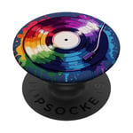 Music Lover Colorful Record Player PopSockets Swappable PopGrip