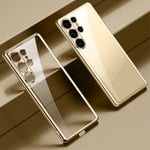 SULADA för Samsung Galaxy S24 Ultra-fodral Ultratunnt elektropläterat genomskinligt telefonskal - guld