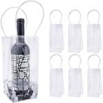6-pack läckagesäkra PVC-ispåsar med bärhandtag, kylväska för champagneflaskor (genomskinlig)