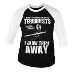 Chuck Norris - I Blow Terrorists Away Baseball 3/4 Sleeve Tee, Long Sleeve T-Shirt
