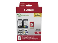 Canon PG-545XL/CL-546XL Photo Paper Value Pack - Pack de 2 - à rendement élevé - noir, couleur (cyan, magenta, jaune) - original - boîte de suspension - jeu de papier / cartouche d'encre - pour PIXMA TR4551, TR4650, TR4651, TS3350, TS3351, TS3352, TS3