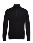 Slhremy Ls Knit All Stu Half Zip W Camp Tops Knitwear Half Zip Jumpers Black Selected Homme
