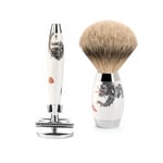 Mühle MEISSEN Safety Razor Shaving Set Silvertip Badger Handpainted Meissen Porcelain