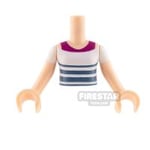 LEGO Elves Mini Figure Torso - White Top with Sand Blue Stripes