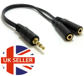  3.5mm Jack to 2 x 3.5 mm Jack Sockets Y Splitter with 20cm Cable Lead Twin Aux 
