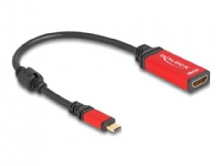 Delock - Video adapter - 24 pin USB-C hann til HDMI hunn - 20 cm - sort / rød - 8 K 60 Hz (7680 x 4320) støtte, Støtte for DP Alt-modus, HDR10 support