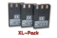 3 x batteries Li-Ion 650mAh (3.6 V) pour Canon Powershot-, Digital Serie, z.B. Ixus i5, Ixus Digital 700, 750,etc. remplace: NB-3L.