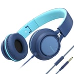 AILIHEN MS300 Wired Headphones with Microphone Folding Lightweight Headset for Cellphones Tablets Smartphones Chromebook Zoom Skype Mp3/4 (Indigo)
