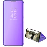 Hülle® Mirror Plating Clear View Stand Function Flip Case Compatible for Huawei Mate 40 Lite (Purple)
