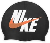 Nike Silicone Swimming Cap Hat Unisex Adults Black One Size 100% Genuine New
