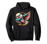 Dabbing Bald Eagle 4th Of July Patriotic American Flag Pullover Hoodie