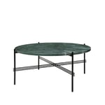 GUBI TS Round coffee table Green guatemala marble, ø80, black stand